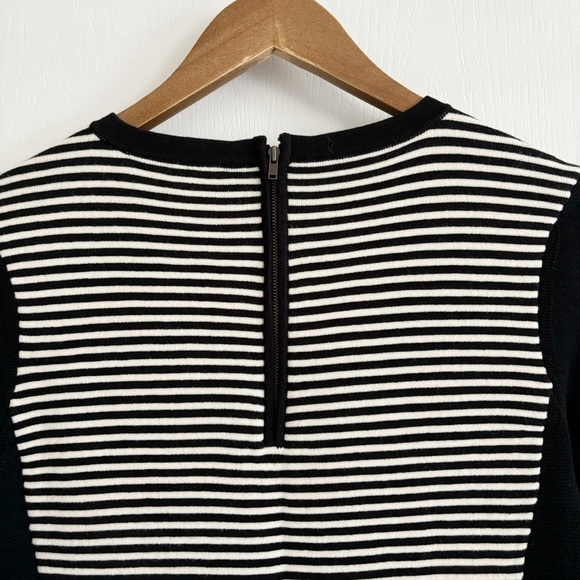 J. McLaughlin Knit Striped Color Block Dress Medium Black White - Picture 5 of 9
